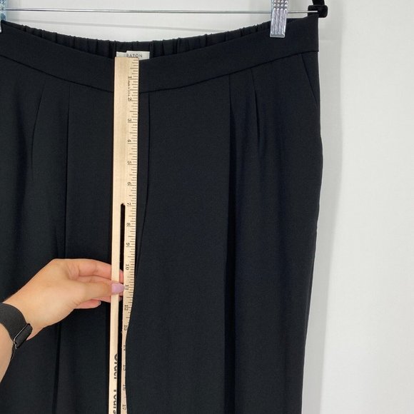 Babaton Cohen Slim Pleated Trouser Pants Women's Size 12 High Rise Pull On Black - Picture 9 of 11